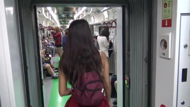 Szöul Dél Korea Szeptember 2015 Koreai Emberek Utaznak Subway Utazók — Stock videók