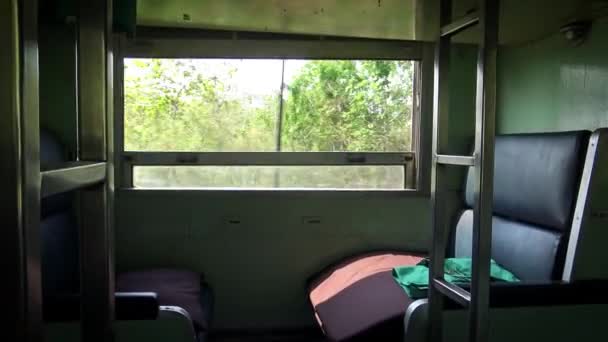 Intérieur Une Voiture Lit Vide Compartiment Train Voyageurs Train Commence — Video