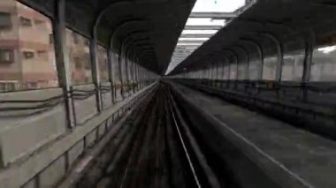4k, POV 'un modern sürücüsüz Taipei' deki hızlandırılmış hızlandırılmış zaman yolculuğu şehrin üzerinden geçen tünel boyunca uzanan Demiryolu Metro Sistemi. Demiryolu otomatik tren görünümünü pencereden geçirir - Dan