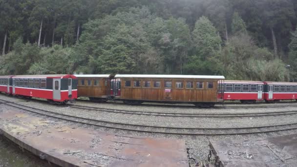 Classico Treno Rosso Eliseo Passando Dalla Stazione Della Foresta Alta — Video Stock