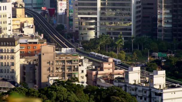 Taipei Taiwan Novembre 2018 Paysage Aérien Train Surélevé Voyage Sur — Video