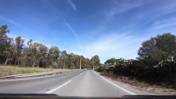 Pov View Car Driving Long Road Countryside Spain Spanish Landscape — Stock Video