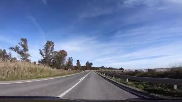 Timelaps Pov View Car Driving Long Road Countryside Spain Paisaje — Vídeo de stock