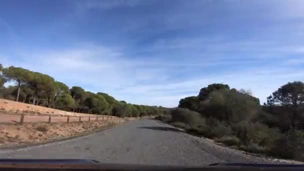 Timelaps Pov Syn Bil Körning Den Långa Vägen Landsbygden Spanien — Stockvideo