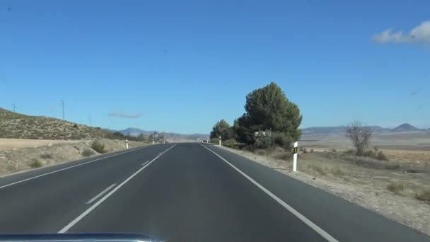 Spanya Nın Güzel Kırsalında Uzun Yolda Araba Sürerken Manzarası Alan — Stok video