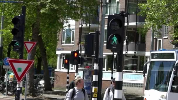 Amsterdam Países Bajos Mayo 2019 Señal Paso Peatonal Europeo Cámara — Vídeo de stock