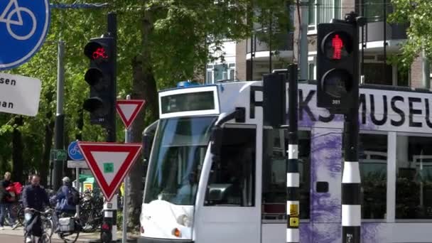 Amsterdam Nederland Mei 2019 Slow Motion Van Europees Voetgangersbord Verkeerslichten — Stockvideo