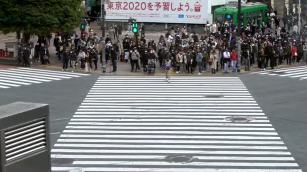 Tokio Japonia Luty 2020 Miejscowa Ludność Azjatycka Masce Ochronnej Przed — Wideo stockowe