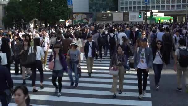 Tokyo Japon Septembre 2017 Poupée Mobile Foule Piétonne Traversant Shibuya — Video