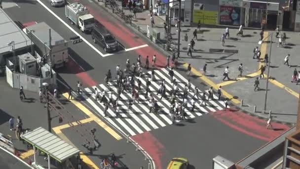 2017年9月29日 4K東京の歩行者交差点を見下ろす アジアの人々や観光客が最も忙しい道路交差点の通りを歩く アジアのダウンタウン メトロポリタンシティダン — ストック動画