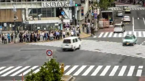 Tokyo Japonya Eylül 2017 Shibuya Tokyo Daki Kalabalık Yaya Geçidi — Stok video