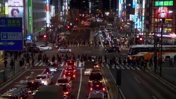 Tokyo Japan January 2020 People Crossing Street Road Intersection Evening — Stock Video
