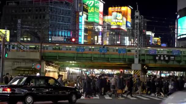 Tóquio Japão Janeiro 2020 Multidão Pedestres Atravessando Cruzamento Estrada Enquanto — Vídeo de Stock