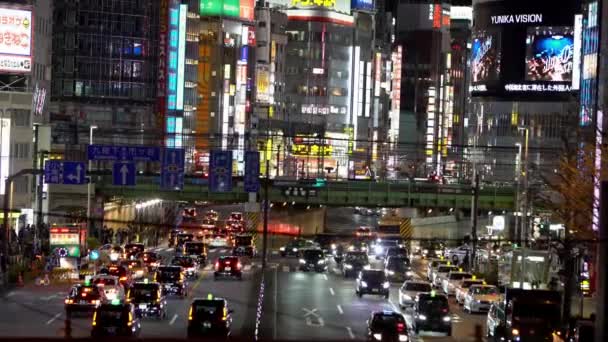Токио Япония Января 2020 Года Возвышенный Вид Транспортные Средства Проезжающие — стоковое видео