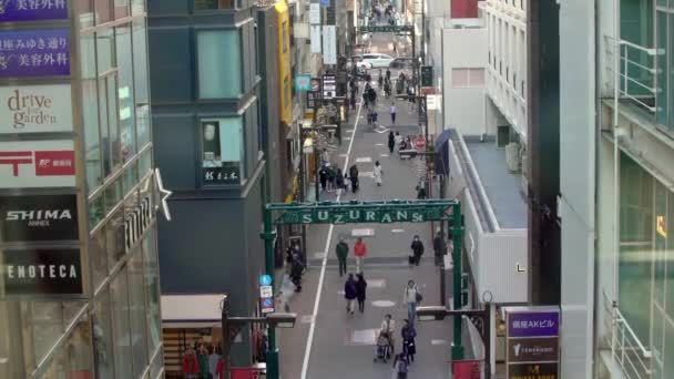 Tokyo Giappone Febbraio 2020 Vista Elevata Persone Che Camminano Strada — Video Stock