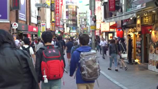 Tóquio Japão Setembro 2017 Movendo Dolly Metrópole Japonês Shopping Street — Vídeo de Stock