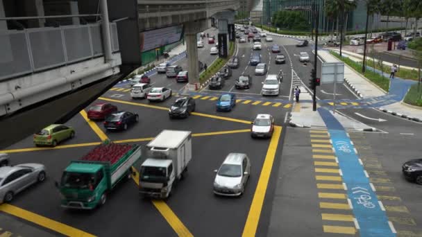 Kuala Lumpur Malásia Abril 2018 Vista Aérea Rua Com Tráfego — Vídeo de Stock