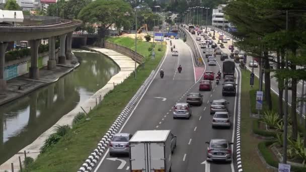 Kuala Lumpur Malesia Aprile 2018 Veduta Aerea Della Strada Con — Video Stock