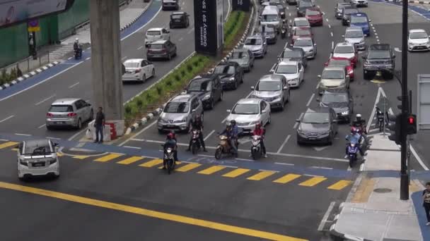 Kuala Lumpur Malaysia April 2018 Aerial View Street Traffic Cityscape — Stock Video