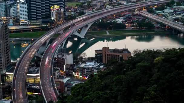 Taipei Taiwan Março 2018 Zoom Vista Aérea Ponte Rodoviária Com — Vídeo de Stock