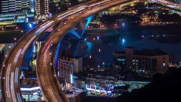 Taipeh Taiwan März 2018 Luftaufnahme Einer Autobahnbrücke Mit Viel Verkehr — Stockvideo