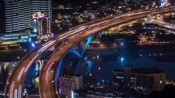 Taipeh Taiwan März 2018 Hyperlapse Luftaufnahme Einer Autobahnbrücke Mit Viel — Stockvideo