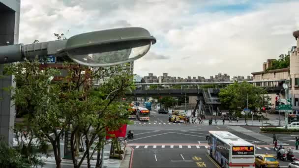 Taipei Taiwan Říjen 2016 Hyperlapse Aerial View Street Traffic Walestrians — Stock video