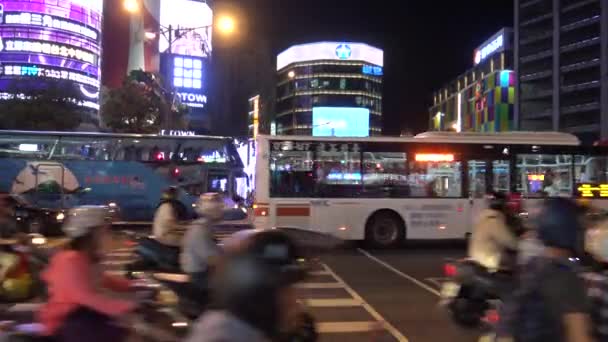Taipei Tayvan Haziran 2016 Trafik Arabaları Motosikletler Yoğun Taipei Gece — Stok video