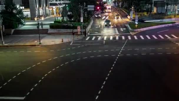 Taipei Taiwan April 2017 Timelapse Overhead View Street Traffic Pedestrians — Stock Video