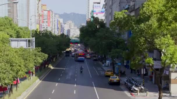 Timelapsed Ultra Con Luz Día Paisaje Urbano Taipei Mirando Tráfico — Vídeos de Stock