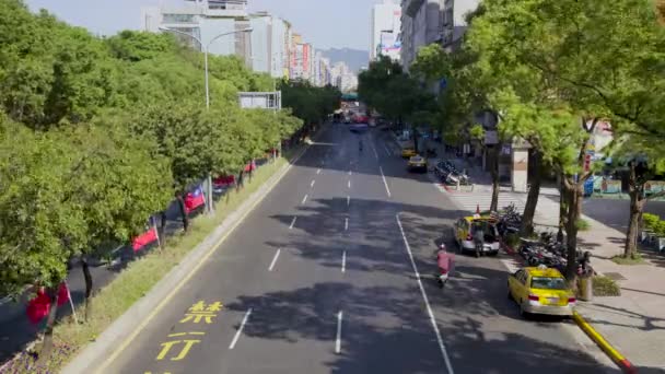 Timelapsed Ultra Con Luz Día Paisaje Urbano Taipei Mirando Tráfico — Vídeos de Stock