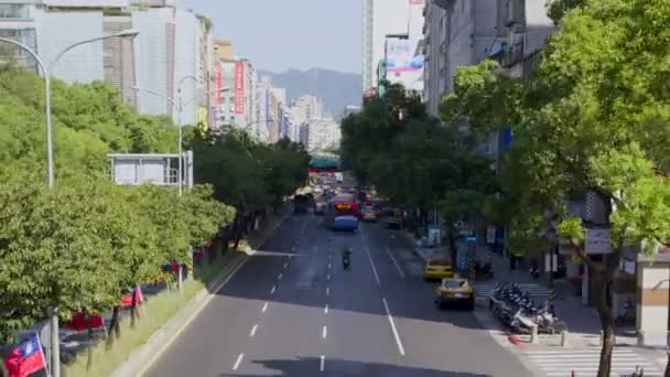 Včasný Čas Lehkým Dnem Cityscape Taipei Při Pohledu Provoz Tchaj — Stock video