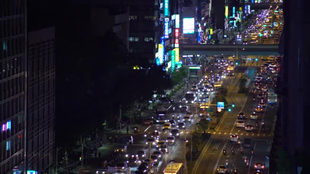 Taipeh Taiwan August 2017 Luftaufnahme Straße Mit Dichtem Verkehr Der — Stockvideo