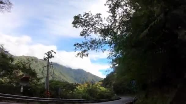 Conducir Por Carretera Montaña Través Del Bosque Con Curvas Taitung — Vídeos de Stock