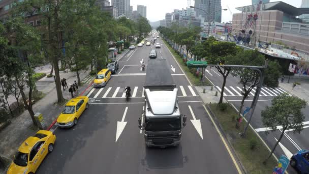 Taipei Taiwan Março 2016 Carros Tráfego Aéreo Motos Veículos Diferentes — Vídeo de Stock