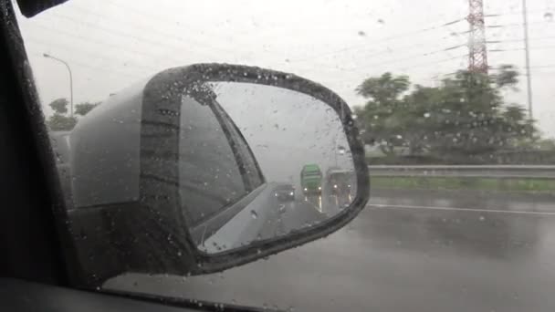 Driving Pov Danger Hurricane Winds Strong Rain Heading North Highway — Stock Video