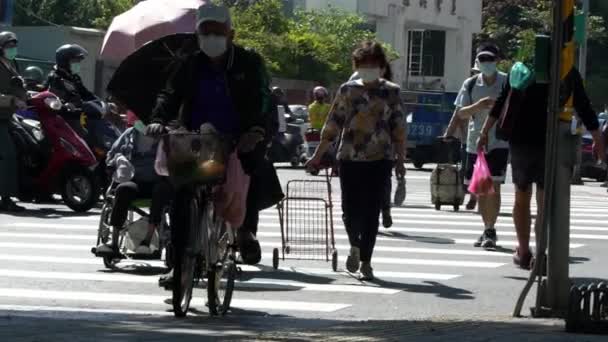 Taipei Taiwan Febbraio 2020 Rallentatore Asiatici Che Indossano Una Maschera — Video Stock