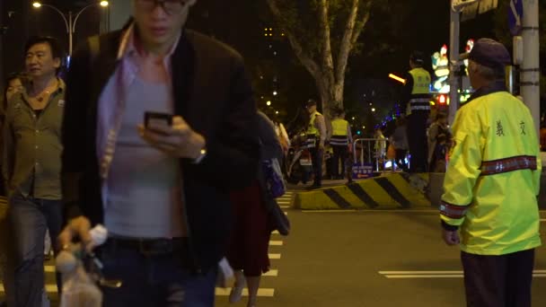 Taipei Tchaj Wan Březen 2017 Zpomalený Pohyb Asijského Policisty Reguluje — Stock video