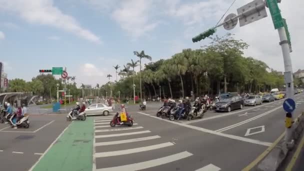 Tchaj Pej Tchaj Wan Říjen 2015 Gopro Cestování Ulici Autobusu — Stock video
