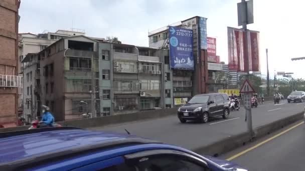 Taipei Taiwan October 2015 Travelling Traffic Street Bus Taipei City — Stock Video