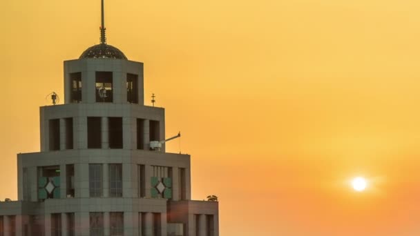 Wunderbare Zeitraffer Luftaufnahme Der Landschaft Mit Sonnenuntergang Und Orangefarbenem Himmel — Stockvideo