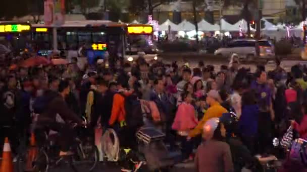 Taipei Taiwan Februari 2017 Timelaps Sidewalk Uitzicht Wandelende Menigte Mensen — Stockvideo
