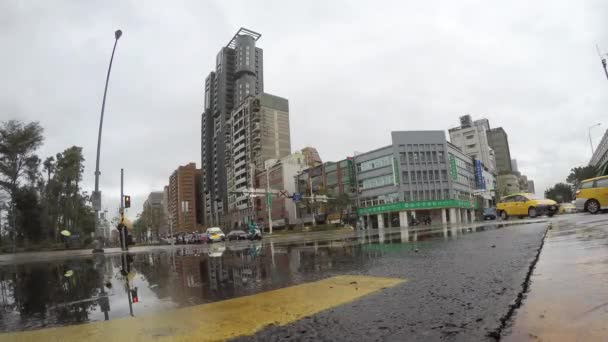 Febrero 2016 Timelapse Día Lluvia Paisaje Urbano Taipei Mirando Tráfico — Vídeos de Stock