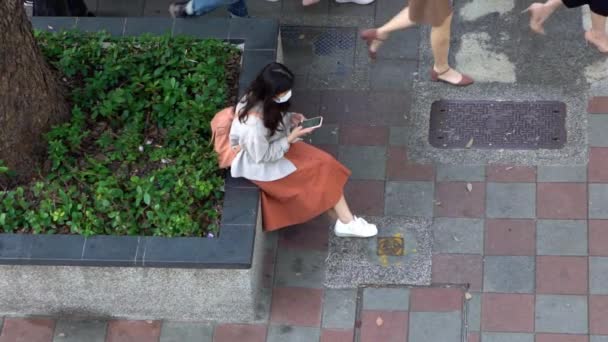 Taipei Taiwan Februari 2020 Luchtfoto Van Vrouwen Slow Motion Zitten — Stockvideo