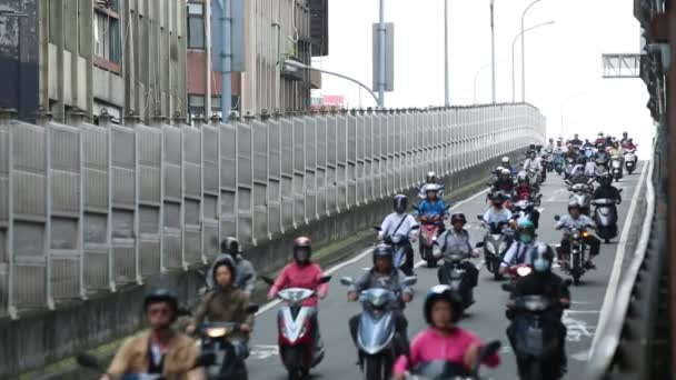 Taipei Taiwan Maio 2016 Motocicletas Pararam Congestionamento Tráfego Cidade Taipei — Vídeo de Stock