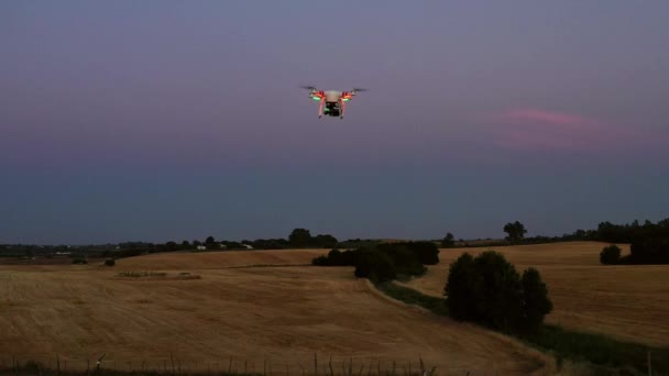 Vista Aérea Del Quadcopter Drones Volando Con Una Cámara Digital — Vídeos de Stock