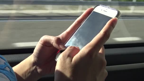 Mulher Asiática Viajando Ônibus Espanha Bom Momento Para Começar Algum — Vídeo de Stock