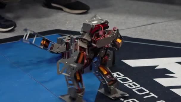 Tecnologia Robotica Competizione Paio Robot Moderni Che Combattono Due Robot — Video Stock