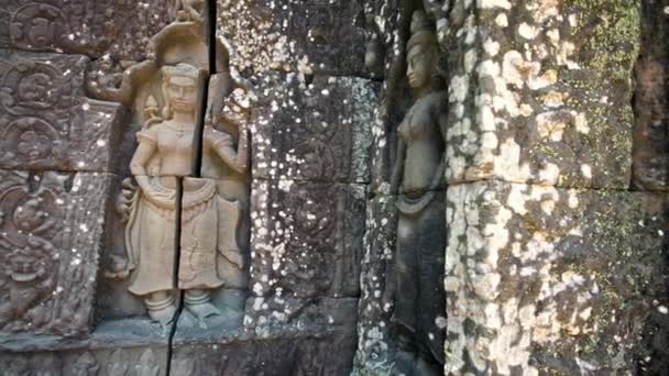 Relieve Aspara Tallas Dios Femenino Mitología Hindú Budista Templo Som — Vídeo de stock