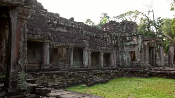 Преах Хан Руины Древнего Памятника Ангкор Ват Томе Камбоджа Здания — стоковое видео